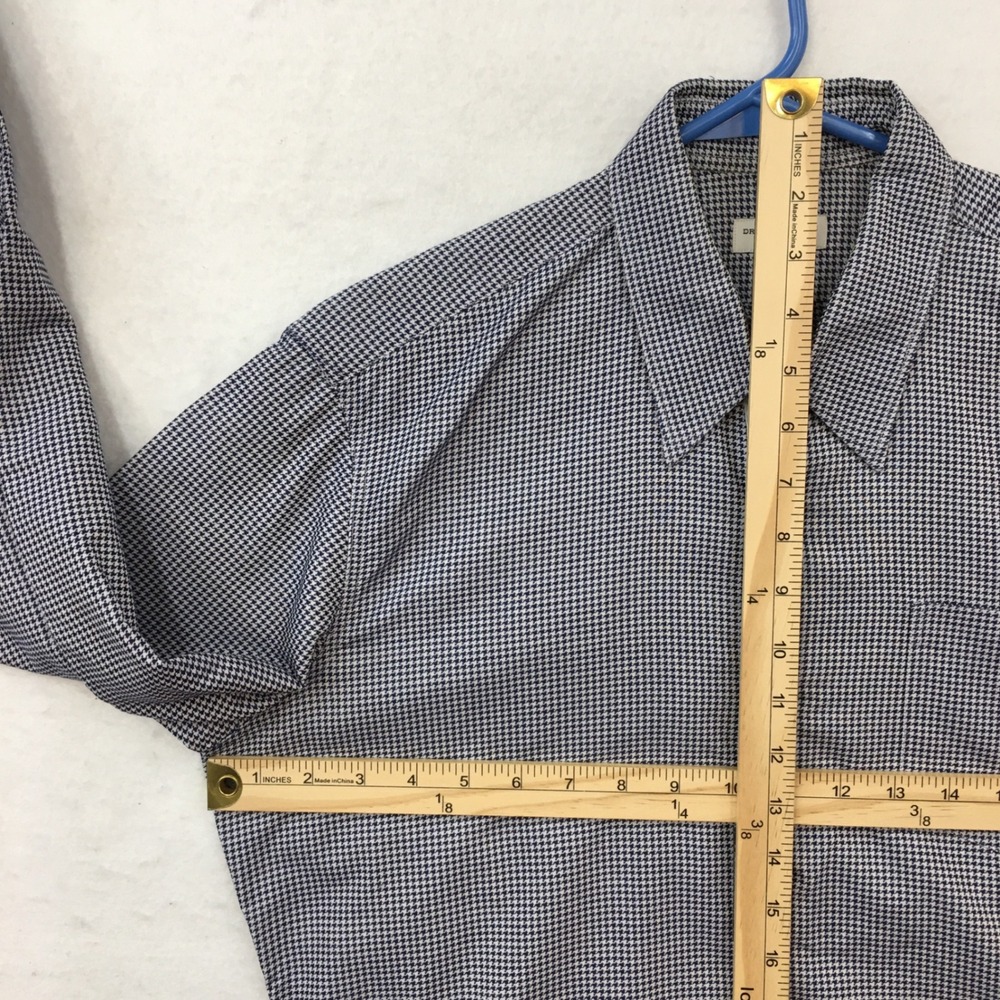 Dries Van Noten Mens Houndstooth Long Sleeve Button Shirt Blue White Size 50 - Picture 6 of 8